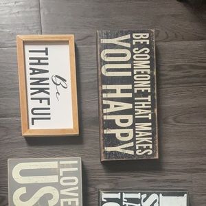 5 wooden signs